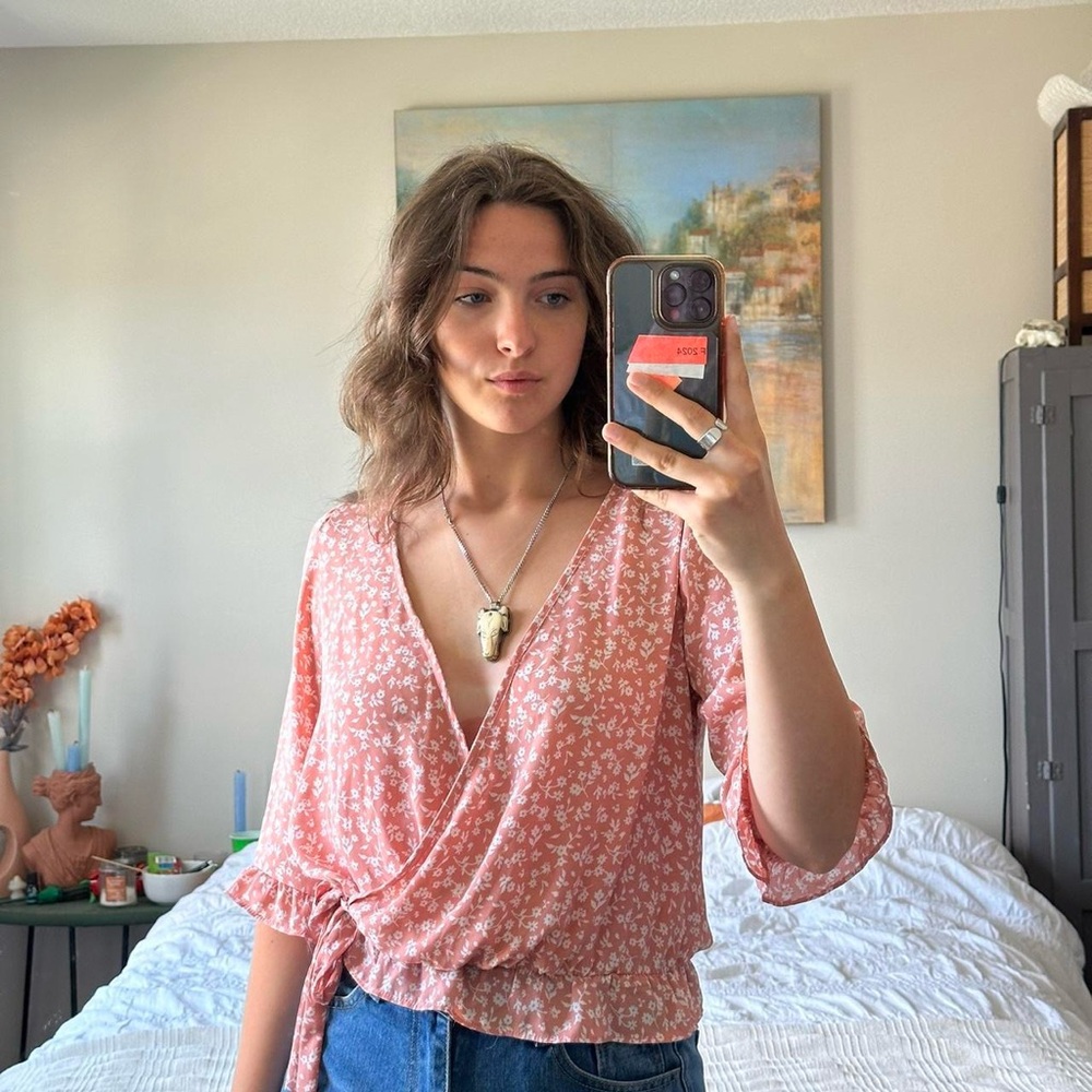 Pink flower crop top